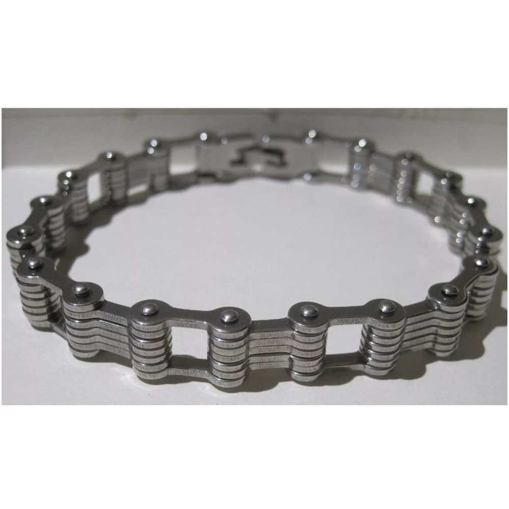 NEW Men's Stainless Steel Motorcycle Bike Chain Bracelet Polished 11.11mm